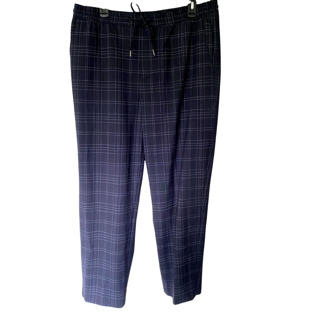 Banana Republic Black Window Pane Crop Plaid Pull On Pants Large Tall